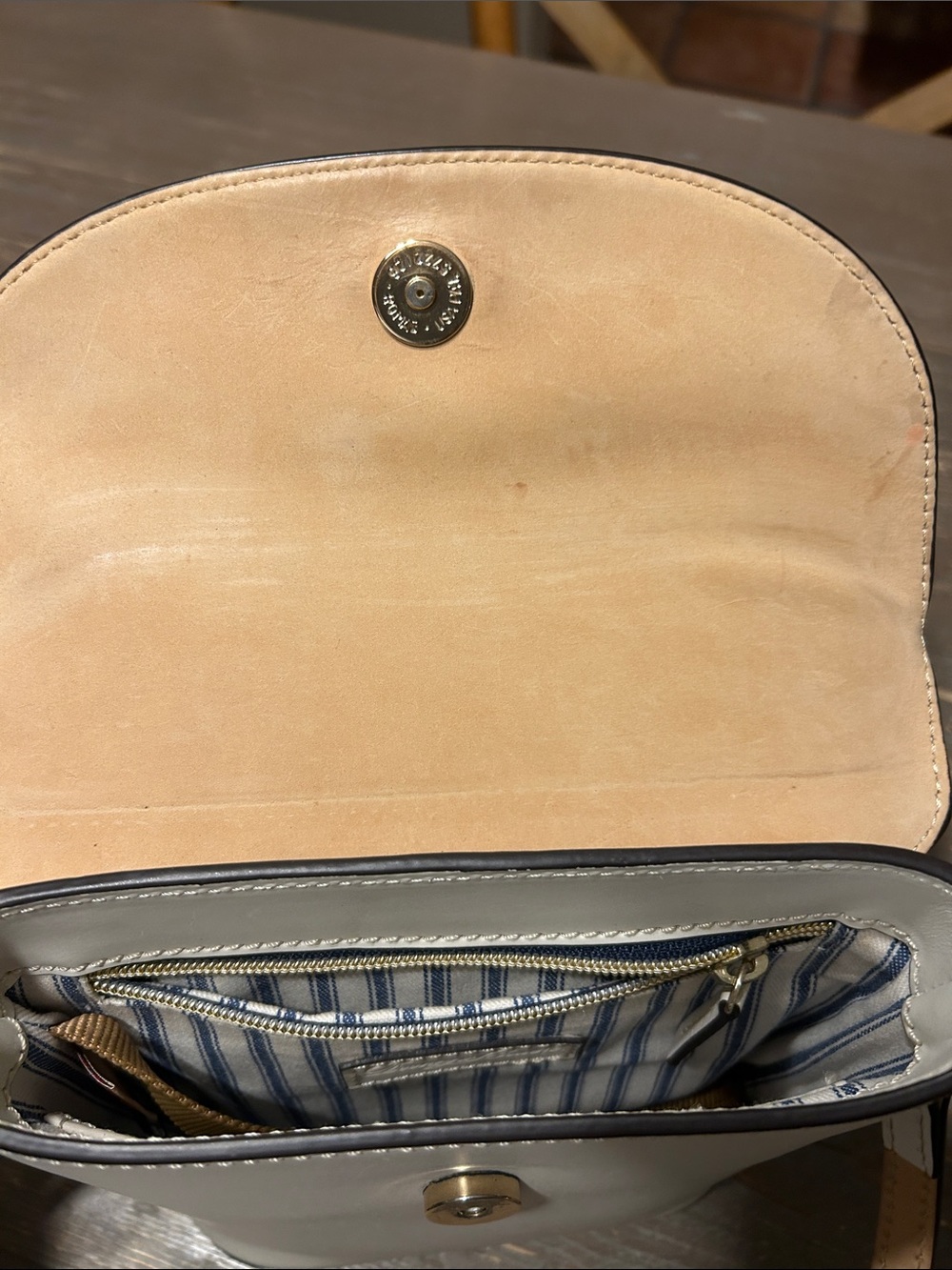 Dooney & Bourke Off-White Genuine Leather Crossbody with Tan Strap - Picture 3 of 15